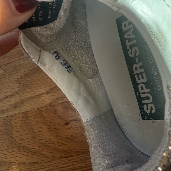 Golden Goose White and Silver Superstar Sneakers size 39 - Picture 4 of 5